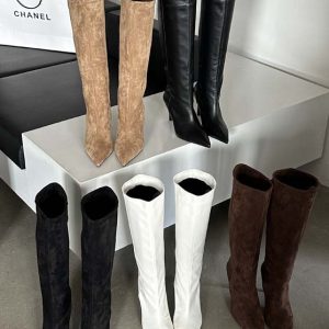 Vintage Minimalist Pointed Toe High Heel Boots