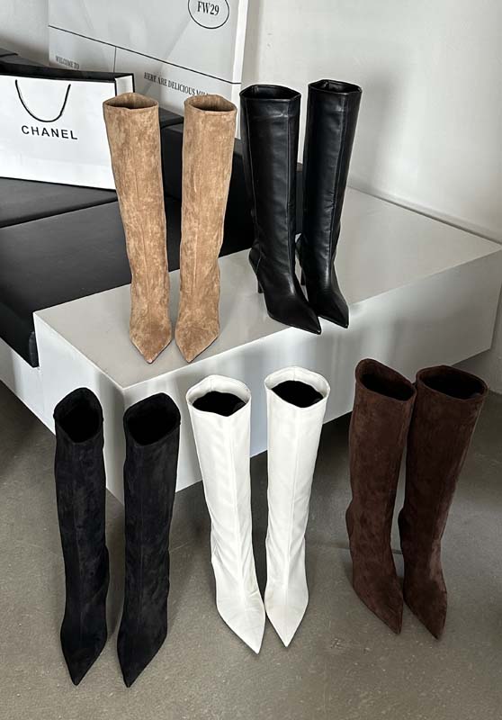 Vintage Minimalist Pointed Toe High Heel Boots