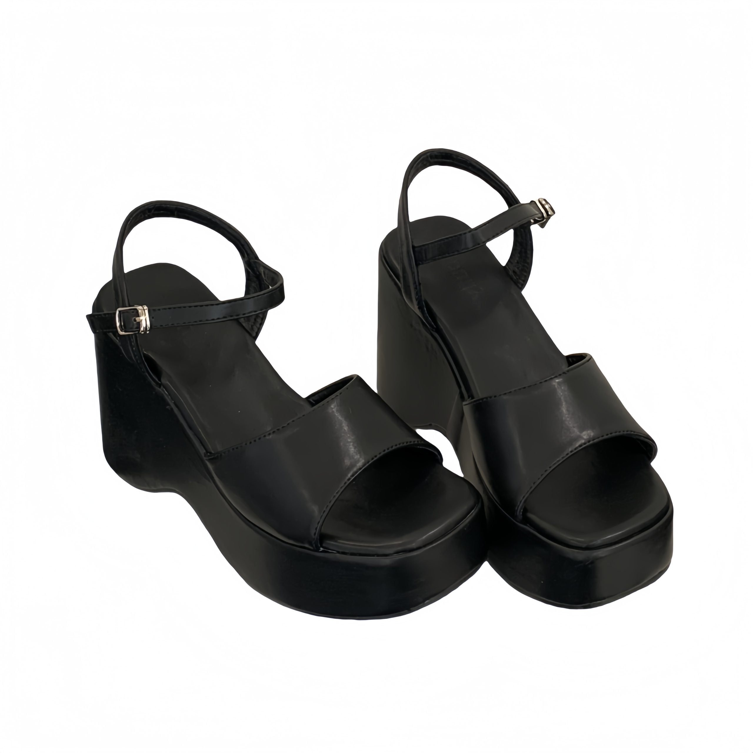 BUBUFLY Korean Style Women's Open Toe Chunky Heel Platform Sandals with Rhinestones, Slip Resistant, Height Increasing - Image 5