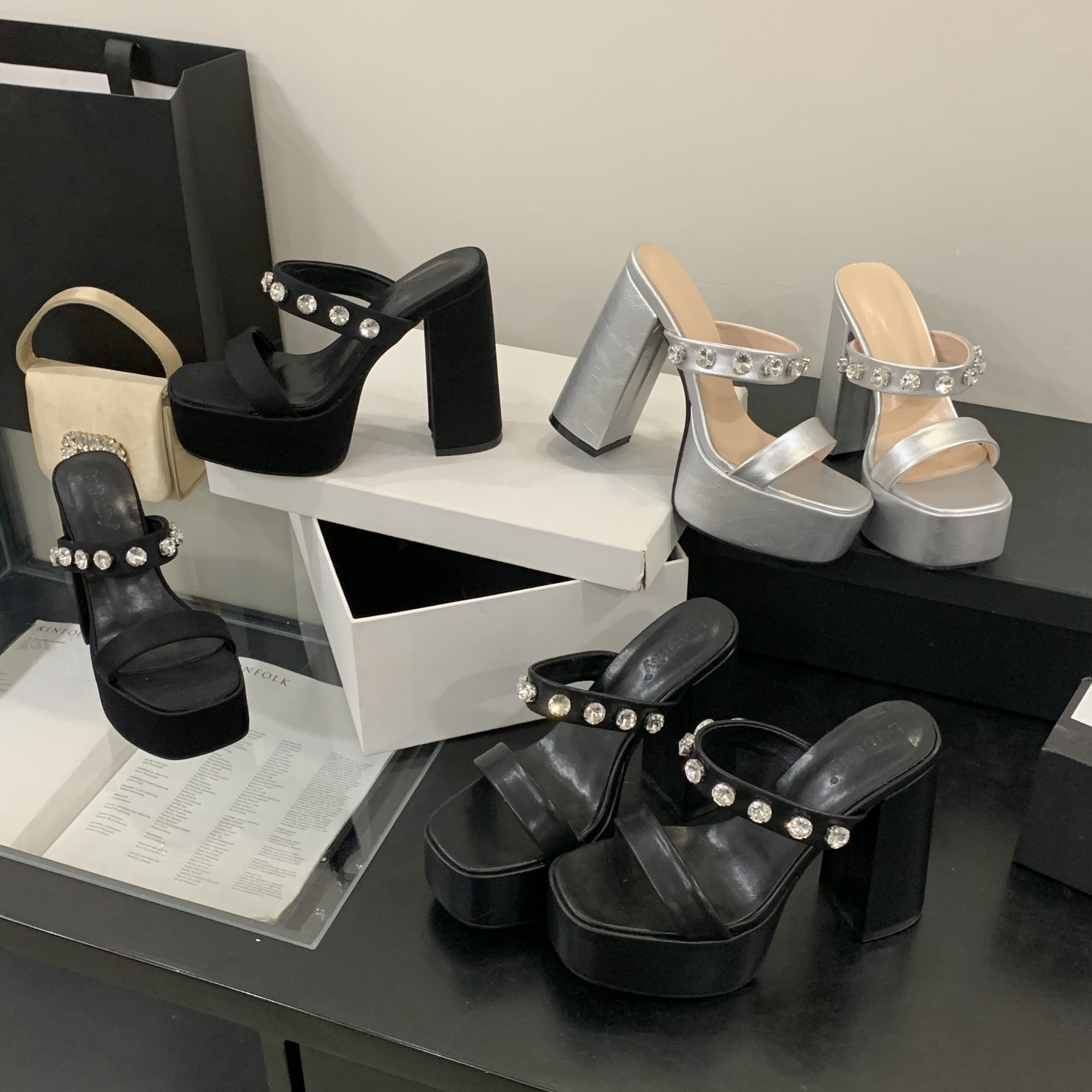 2025 Chunky Heel High Heel Sandals Square Toe Open Toe Women's Platform Sandals - Image 4